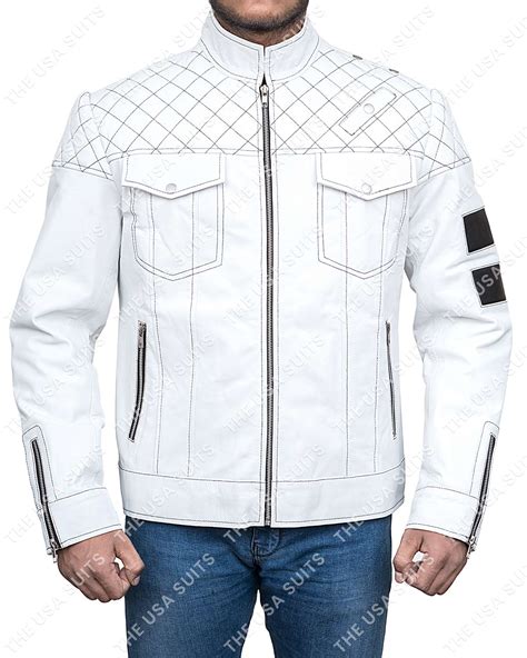 Mens White Leather Jacket