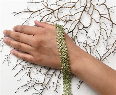Luminous Delicacy: Fine Peridot Silver Bracelet By Totapari Jewellery