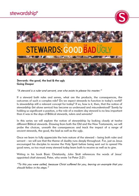 Stewards: the good, the bad & the ugly - an introduction by Stewardship ...