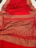Red Pure Banarasi Khaddi Georgette Saree - Aura Benaras