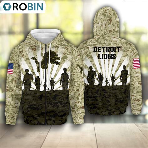 Detroit Lions Camouflage Pattern Hoodie and Zip Hoodie, Detroit Lions Unique Gifts ...