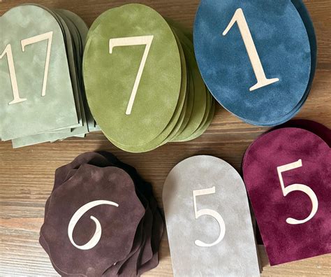 Wedding Table Numbers – Oval Velvet Table Numbers, Double Sided Wedding ...