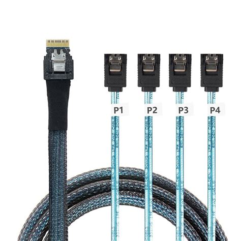 Cy Slim Line SAS 4.0 Sff-8654 4I 38 Pin Host to 4 Sata 7 Pin Target ...