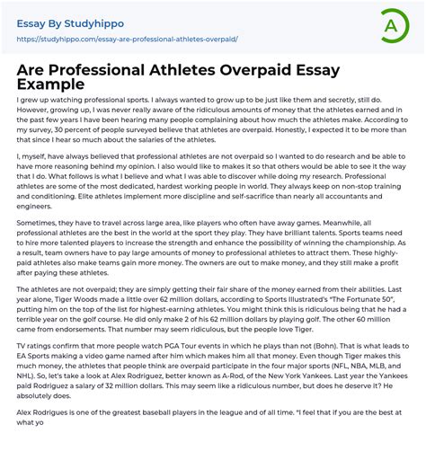 Are Professional Athletes Overpaid Essay Example | StudyHippo.com