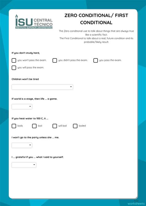 Image result for Zero or First Conditional Worksheet