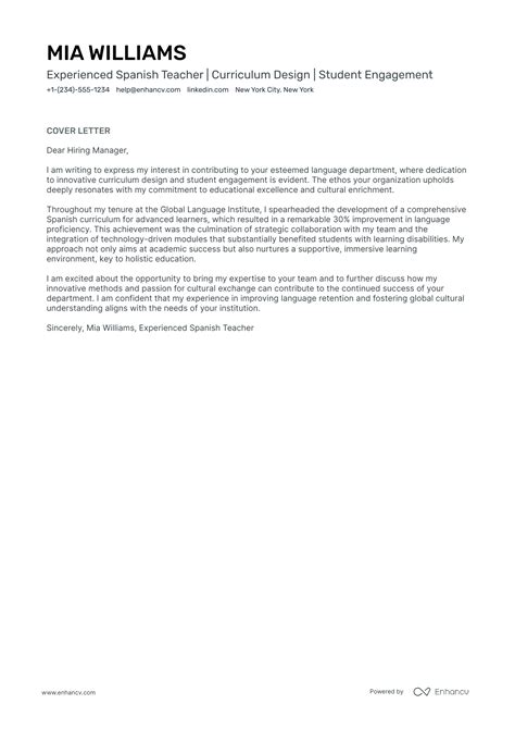 Spanish Cover Letter