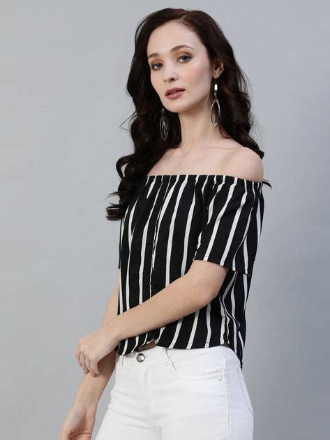 Women Black & White Striped Printed Top – Nayo Clothing