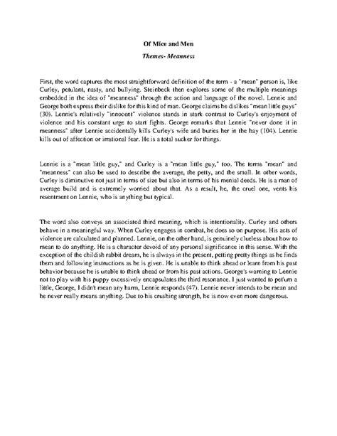 Of Mice and Men - Themes- Meanness - Of Mice and Men Themes- Meanness ...