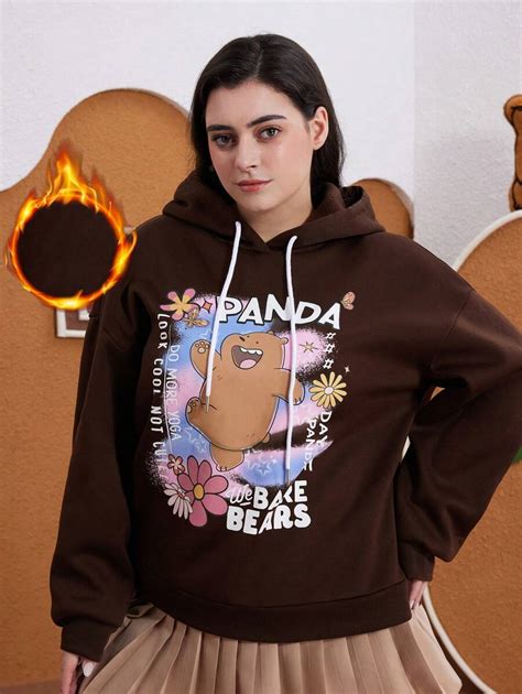 We Bare Bears X SHEIN Casaco com Capuz Forrado de Fleece, Plus Size ...