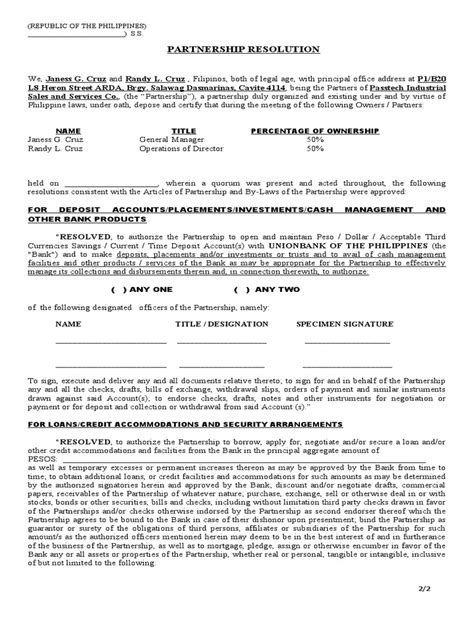 Partnership Resolution Examples 的图像结果