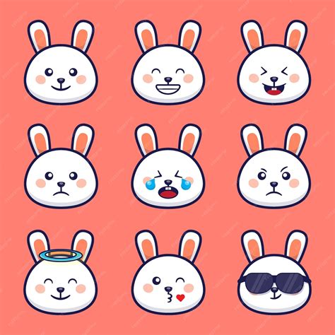 Premium Vector | Rabbit bunny animal emoticon cartoon vector illustration
