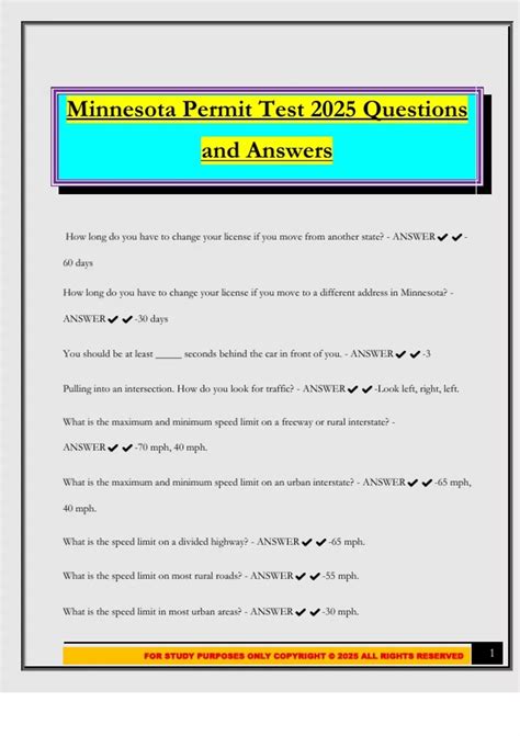 Minnesota Permit Test 2025 Questions and Answers - Drivers ed - Stuvia US