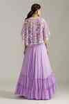Buy Purple Georgette Pearls Sweetheart Dori Embroidered Tasselled Cape ...