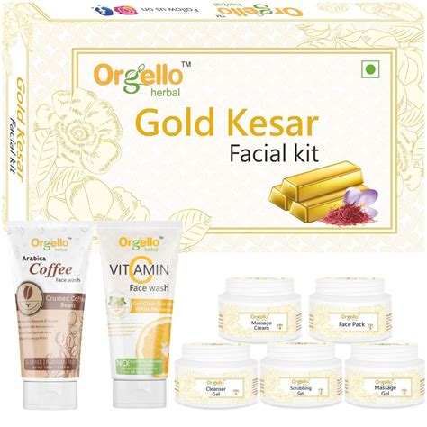 Orgello Herbal Gold Kesar Facial Kit combo (5 x 50 g ) + Arabica Coffee ...