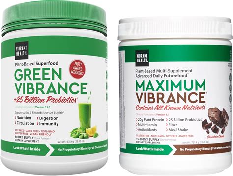 Amazon.com: Vibrant Health, Green Vibrance (60 Servings) and Maximum ...