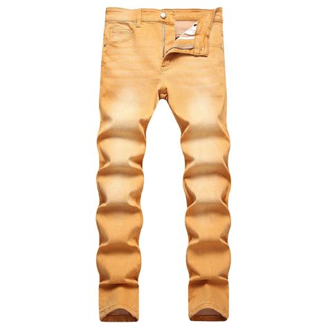 Jacenvly Jeans for Men Clearance Contrast Color Mid Waisted Long Pants ...