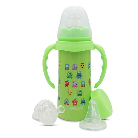 4 in 1 Slim Neck Steel Baby bottle cum Sipper, Green, 240 ml – Luvlap Store