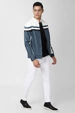 Buy Men Blue Stripe Casual Jacket Online - 699271 | Peter England