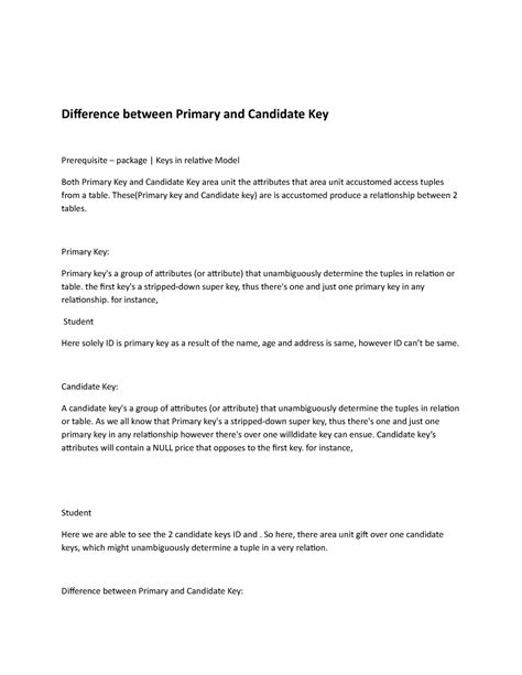 Image result for Difference Between Candidate and Primary Key