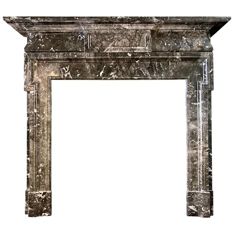 A 19th Century Antique Palladian Style Grey Fossil Marble Fireplace ...