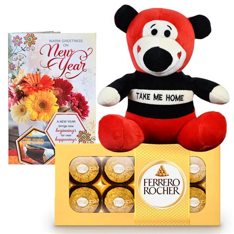 Chocolate Gift for Girls | New Year Greeting Card & Teddy Bear | Up to ...