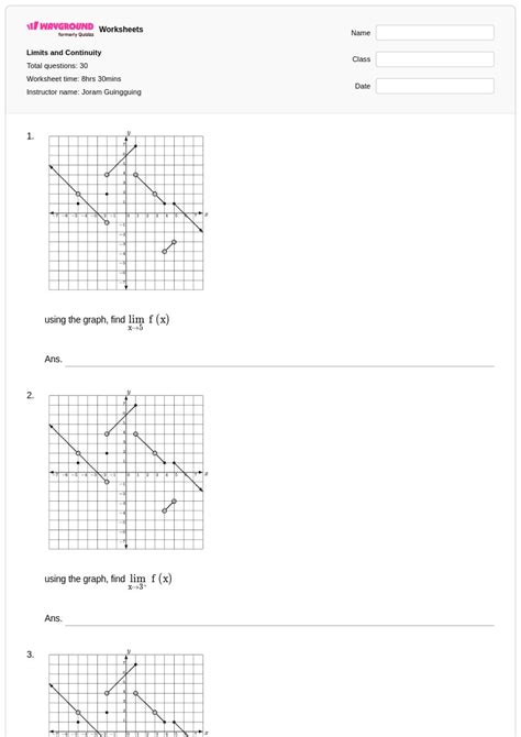 50+ Limits and Continuity worksheets for Class 11 on Wayground | Free ...