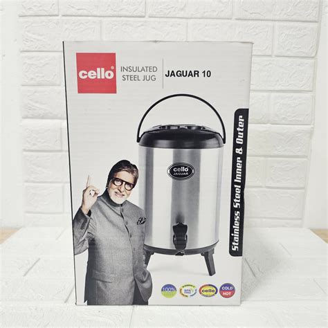 Di0019 Cello Jaguar Stainless Steel Double Walled Water Jug - 10 Ltr ...