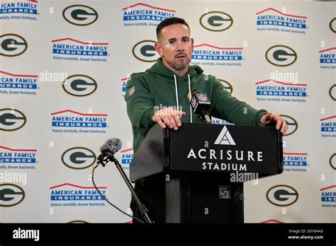 Green Bay Packers head coach Matt LaFleur talks after an NFL football ...