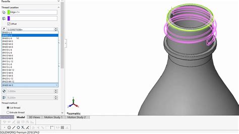 SolidWorks 2020 Thread 的图像结果
