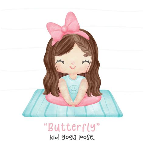 Cute playful Kid Doing Yoga butterfly pose in Pastel Watercolor ...