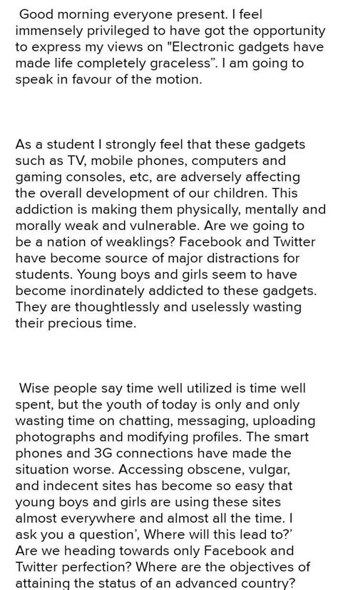 express your views either for or against the statement "Electronic ...