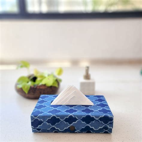 Handmade Indigo Lamp Jaipuri Tissue Box – Sanskruti