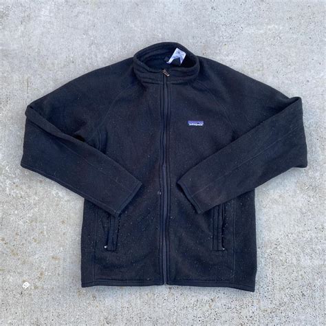 All Black Patagonia Zip-Up Fleece Sweater... - Depop