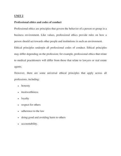 PE module 2 - good course - UNIT 2 Professional ethics and codes of ...