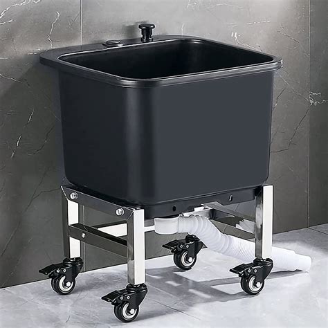 Floor Mop Sink With Roller, Commercial Mop Service Basin, Single Bowl ...