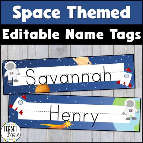 Space Theme Name Tags – Editable Desk Labels for Classroom Decor ...