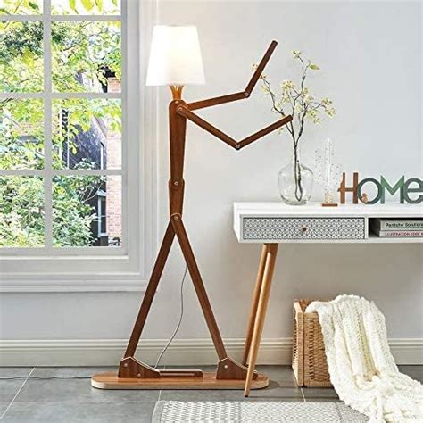 Noor Enterprises Decorative Floor and Swing Arm Floor Lamp, Wooden ...
