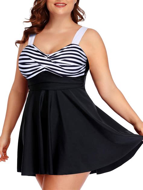 Walmart Plus Size Two Piece Swimsuits, Flowy Swim Dress with Shorts ...