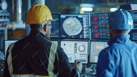 Engineers monitoring industrial operations | Premium AI-generated image