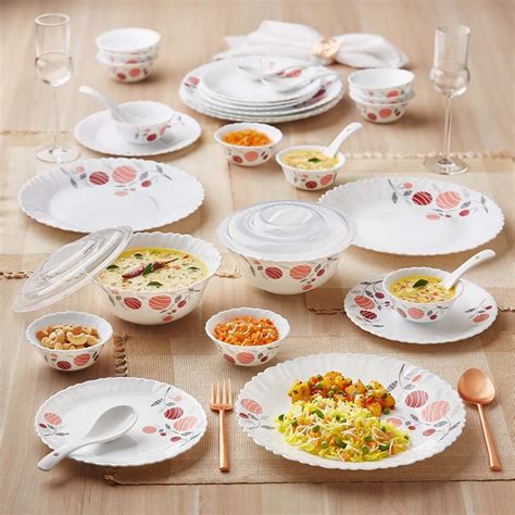 Larah by Borosil Galaxy Dahlia Opalware Dinner Set Set, Opal Glass ...