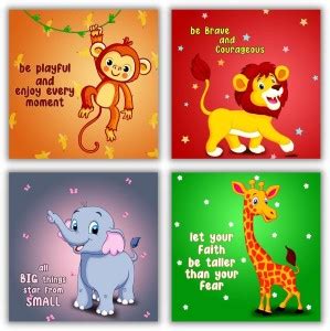 Poylaamo Quotes of Baby Animals Wall Paintings for Kids Room Digital ...