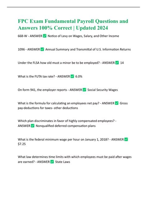 FPC (Fundamental Payroll Certification) BUNDLED ACTUAL Questions and ...