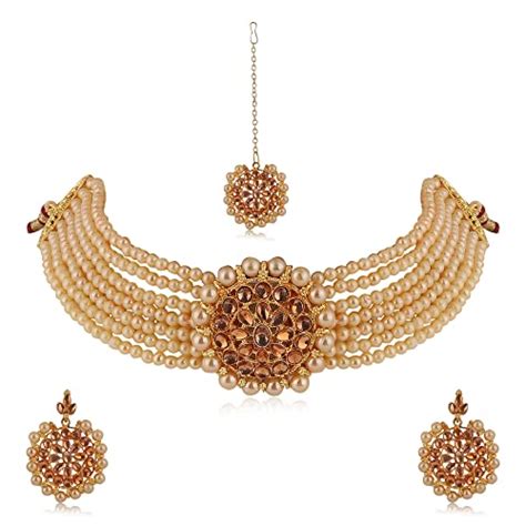 Buy Revy Style Latest Traditional Gold Plated Pearl Choker Indian ...