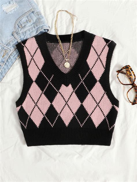 SHEIN MOD Argyle Pattern Sweater Vest | SHEIN USA