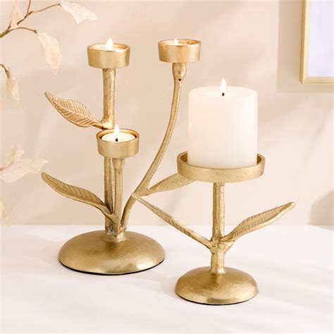 Buy Oro Aluminium Tree Pillar Candle Holder from Home Centre at just ...