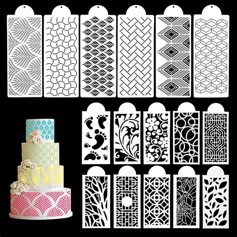Buy Ivana's 16PCs Cake Decorating Stencils, Floral Cake Templates, Fine ...