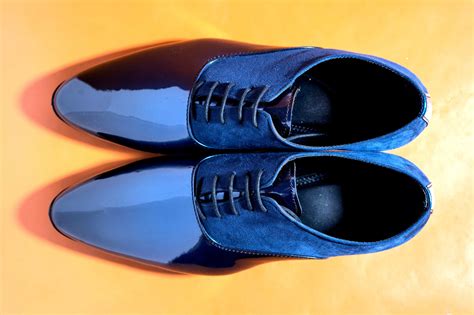 New Fashion Elegant And Classy Shiny Blue Formal Suede Shoes For Men-U ...