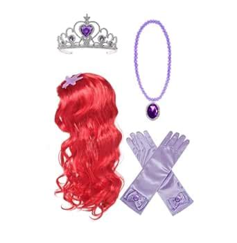 Buy Princess Mermaid Wig Ariel Braid with Princess Tiara Necklace ...