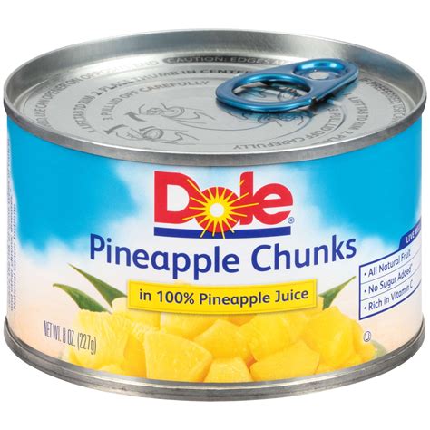 Dole, Pineapple Chunk in 100% juice, EZ Open Can, 8 oz. (12 count ...
