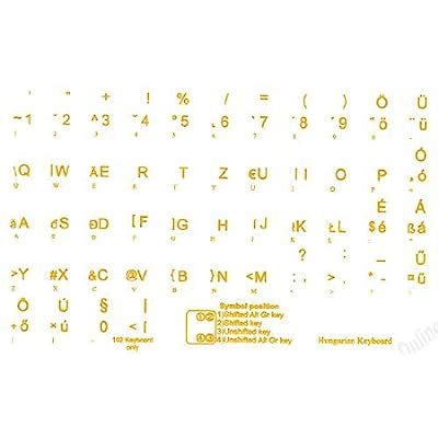 Hungarian Keyboard Stickers Transparent Yellow | Ubuy India
